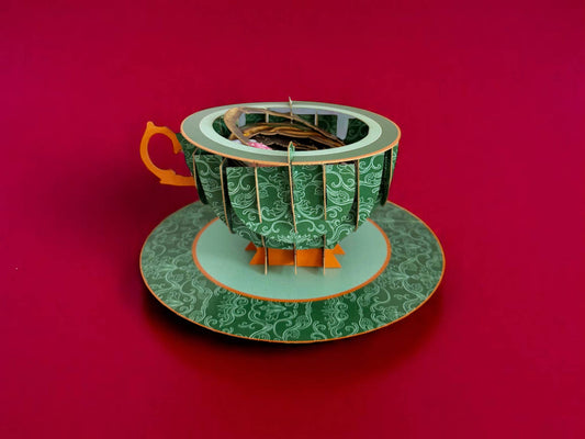 Biglietto pop-up tazza di tè - Bambina