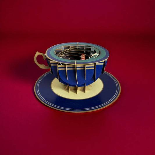 Biglietto pop-up a forma di tazza di tè - Faro