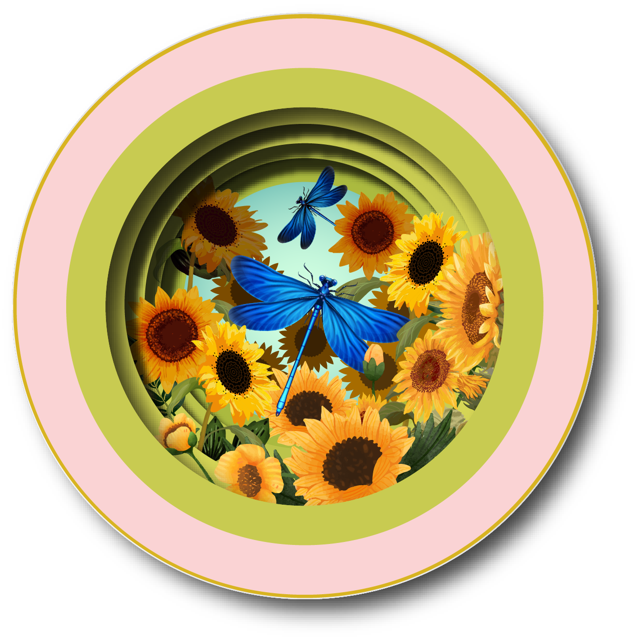 Biglietto pop-up a forma di tazza di tè - Girasoli
