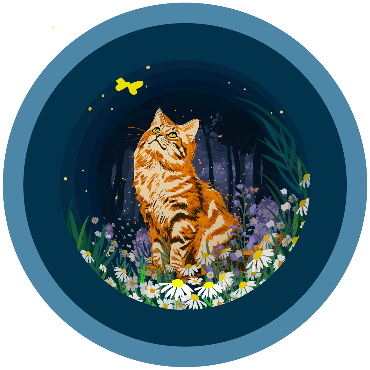 Biglietto pop-up a forma di tazza di tè - Gatto