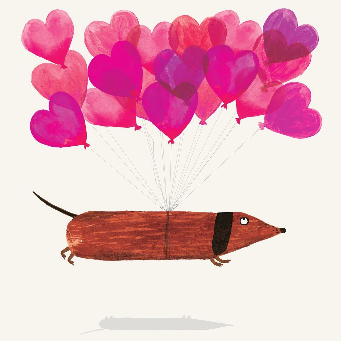 Biglietto auguri CHARLEY RABBIT from London_ Bassotto palloncini cuore