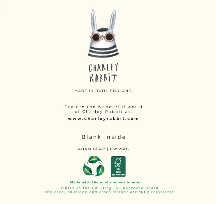 Biglietto auguri CHARLEY RABBIT from London_ Bassotto palloncini cuore