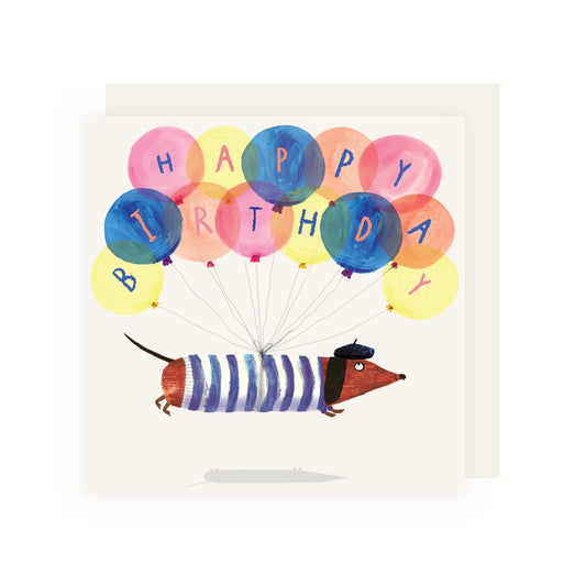 Biglietto auguri CHARLEY RABBIT from London_ Bassotto "Happy birthday"