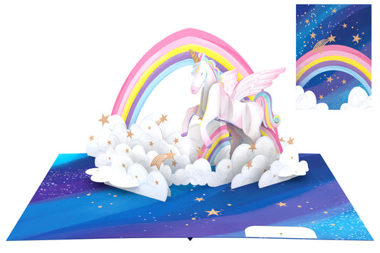 Biglietto Origamo Kirigami  unicorno