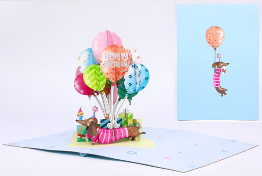 Biglietto Origamo happy birthday bassotto