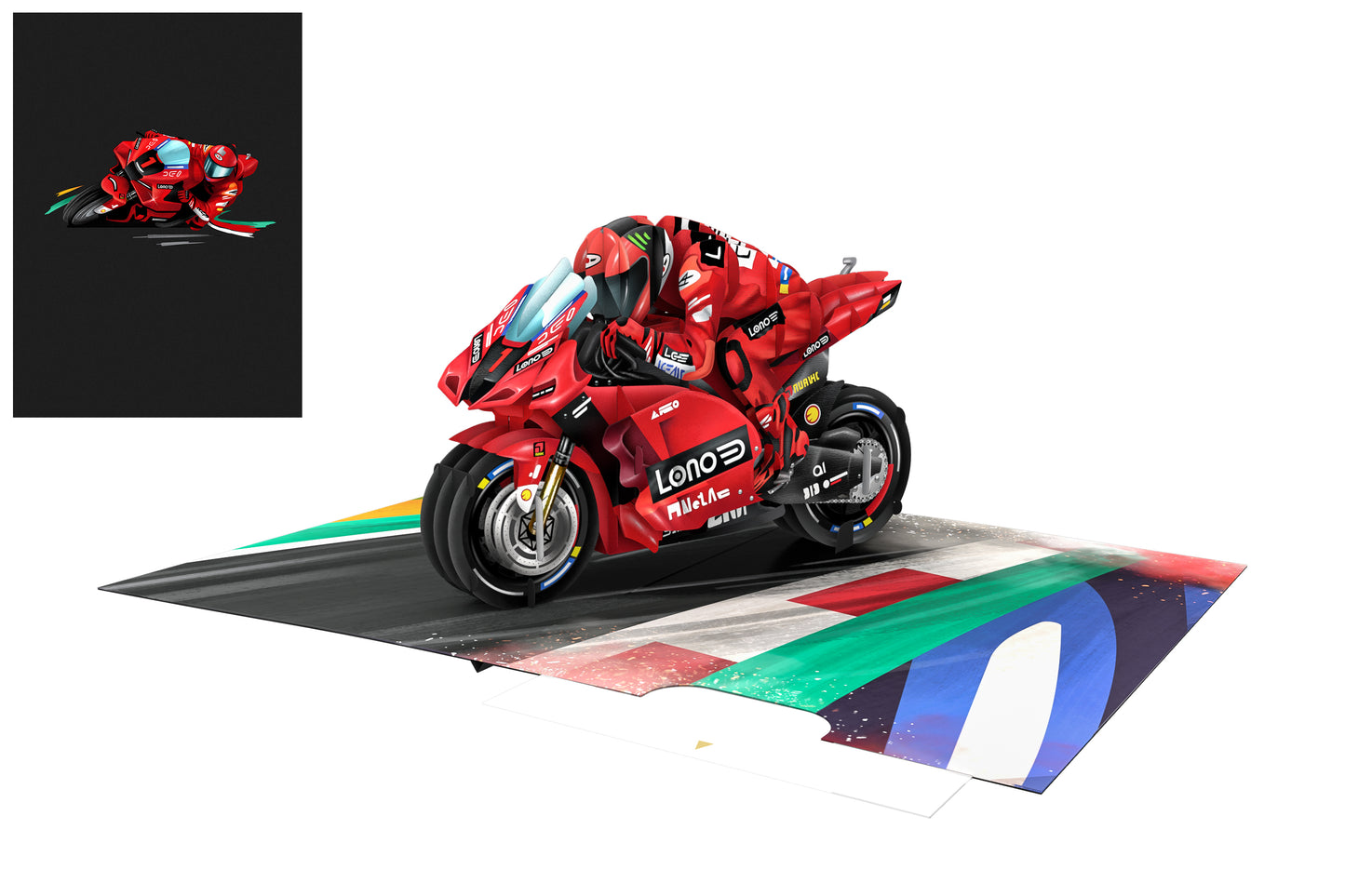 Biglietto Origamo Kirigami moto