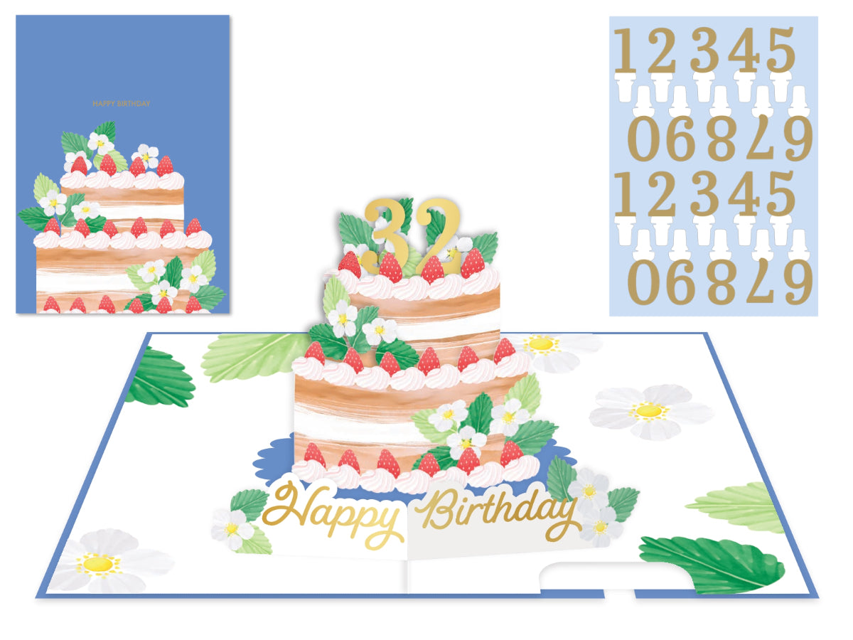 Biglietto Origamo Kirigami happy birthday con torta e candeline da inserire