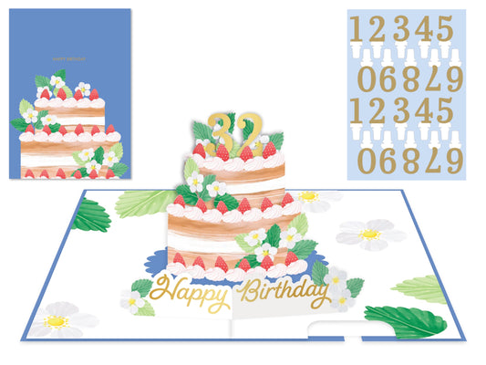 Biglietto Origamo Kirigami happy birthday con torta e candeline da inserire