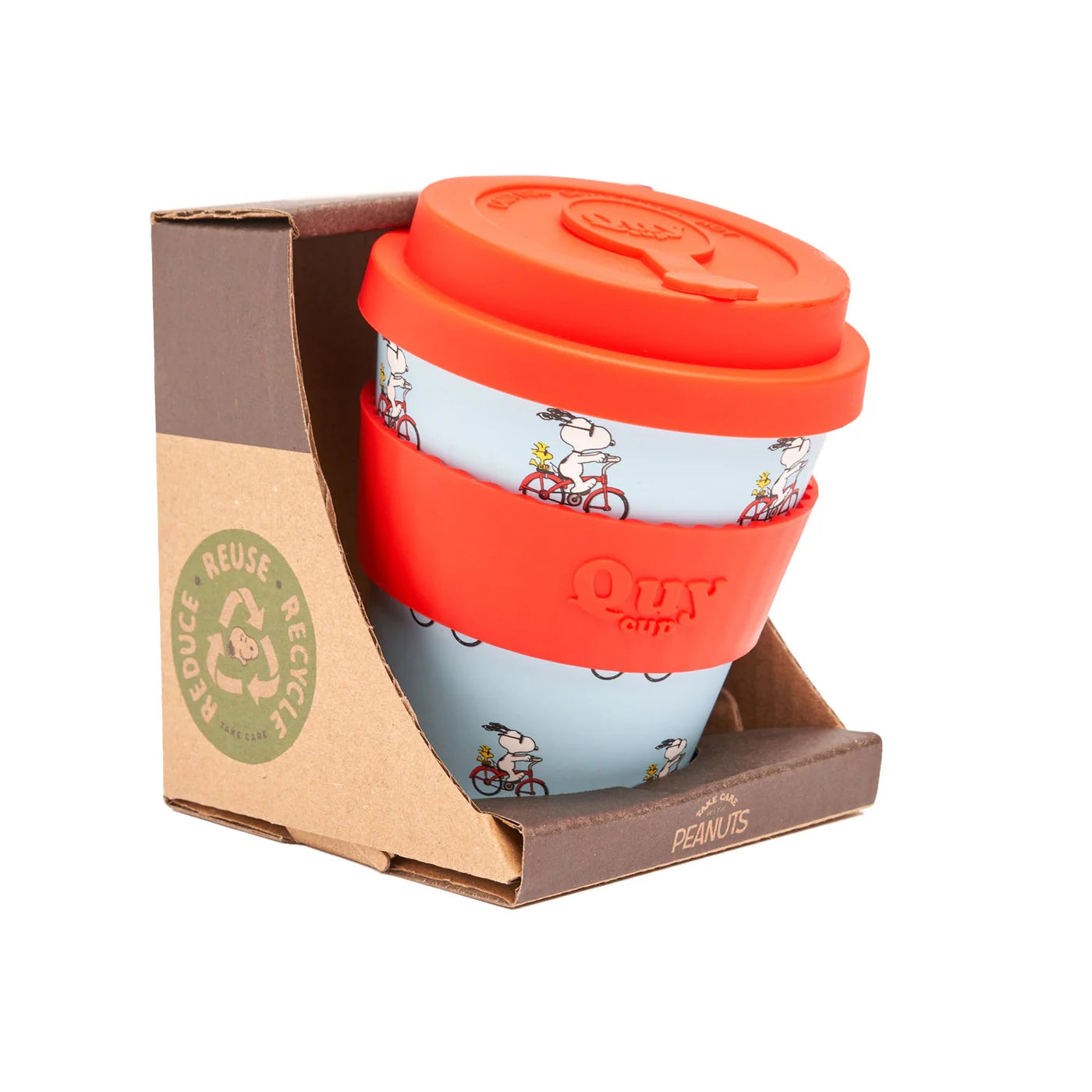 QuyCup _ Cappuccino mug _Snoopy corsa in bici