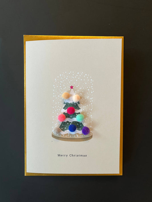 Albero di Natale _ Biglietto con decoro PonPon