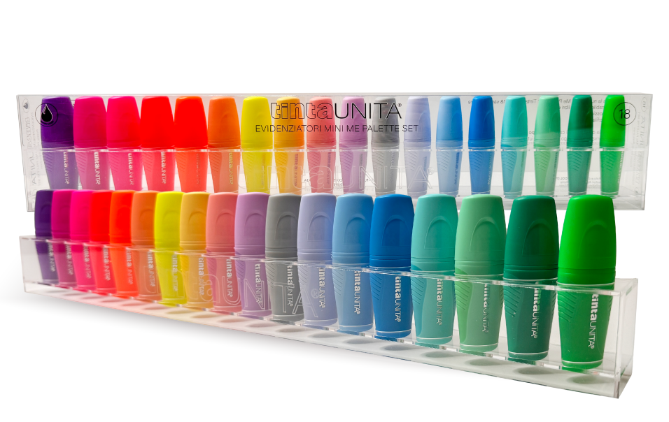 evidenziatori palette tinta unita 18 pezzi