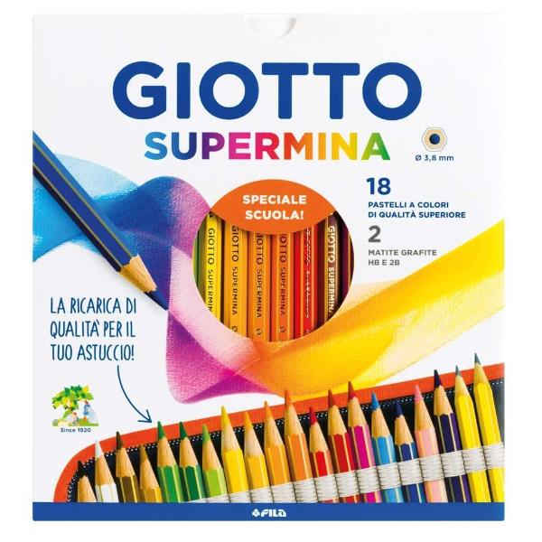 pastelli Giotto supermina da 18 colori + 2 matite