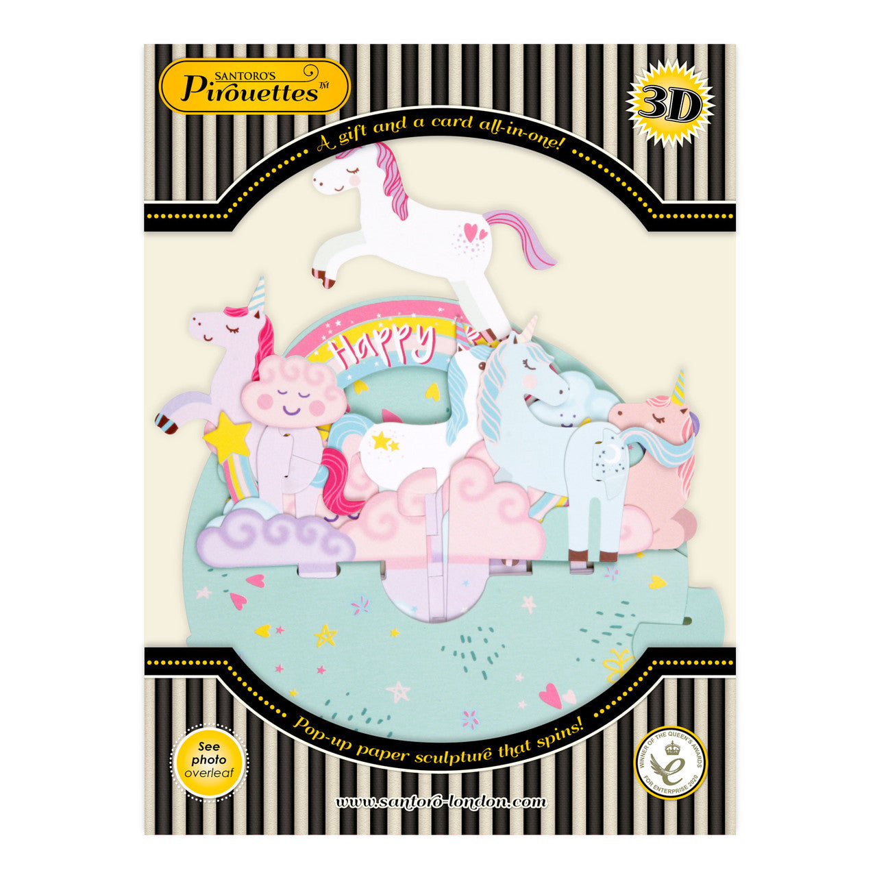SANTORO . PIROUETTES Biglietto popup Happy Birthday Unicorno