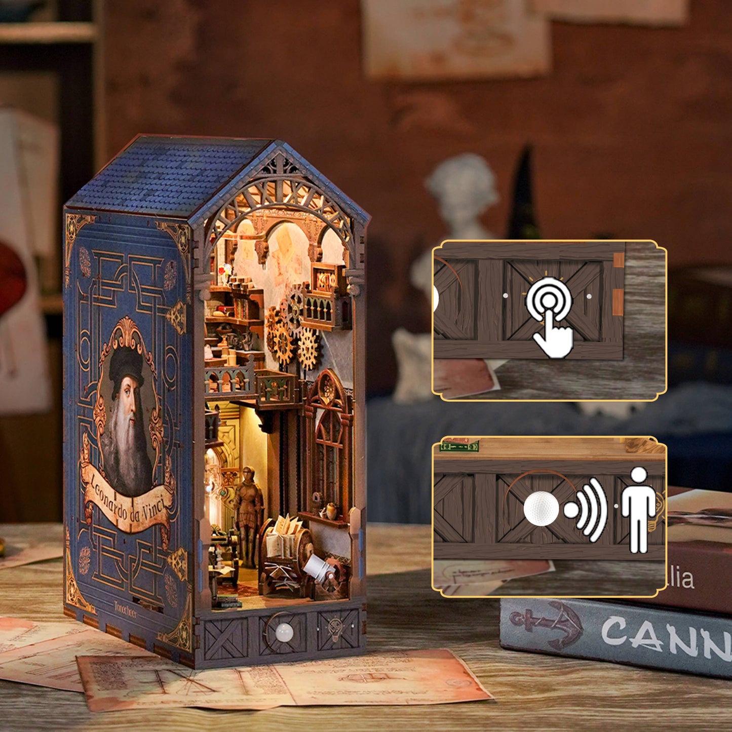 PUZZLE 3D per Libreria: Lo Studio di Leonardo da Vinci (con protezione antipolvere)