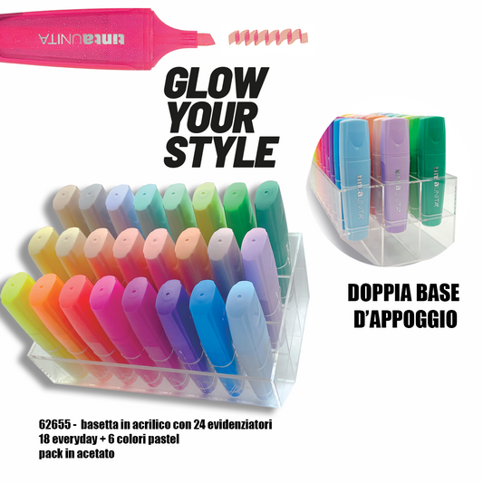 Evidenziatori glitterati pastel  tintaunita in basetta  n.24