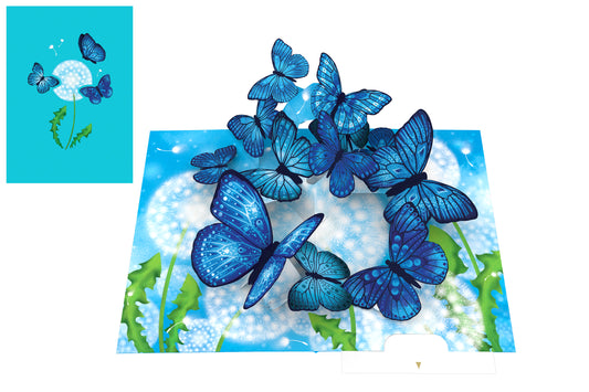 Biglietto Origamo farfalle blu