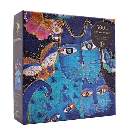 Puzzle 500 pezzi Paperblanks- Gatti blu e farfalle
