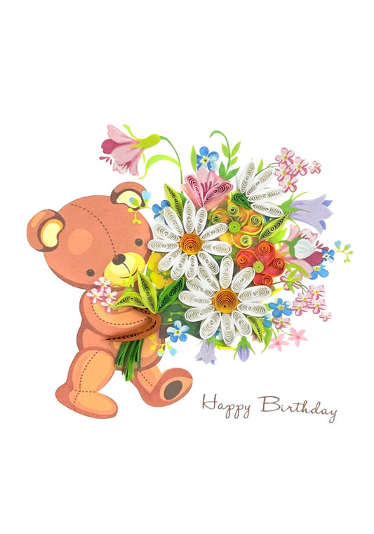 Biglietto Origamo auguri con orsetto