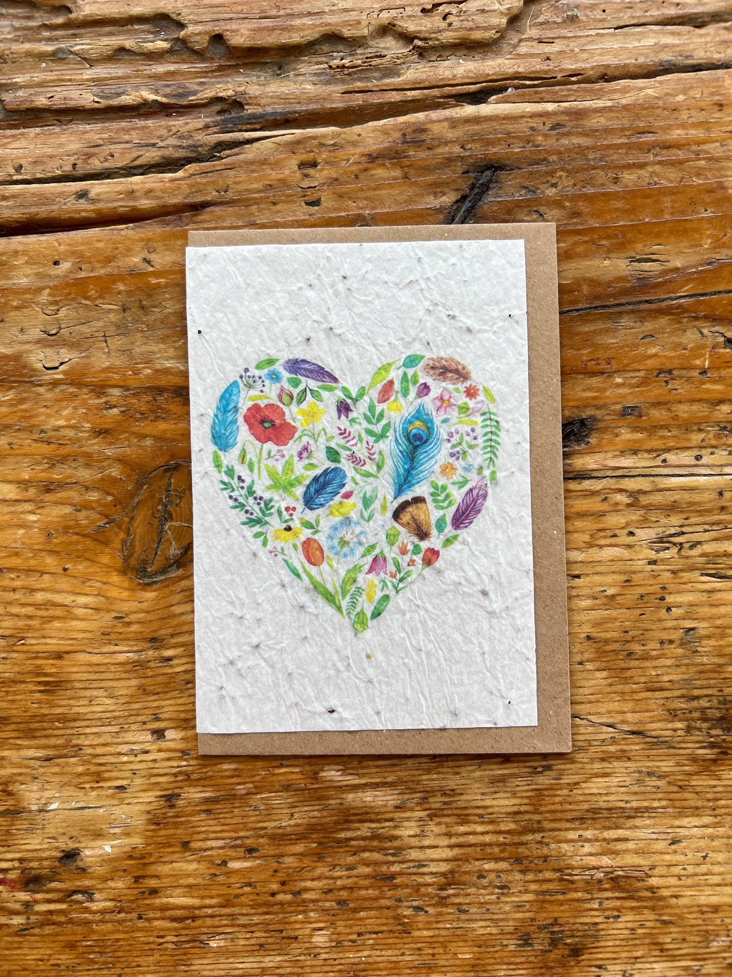 Biglietto da piantare « cuore di fiori » con semi di fiori di campo