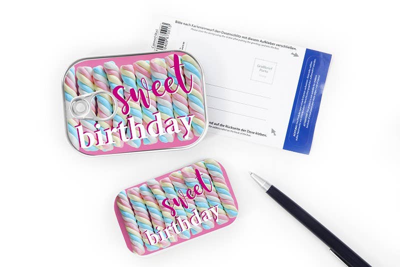 BIGLIETTO _ scatola sardine «Sweet Birthday»
