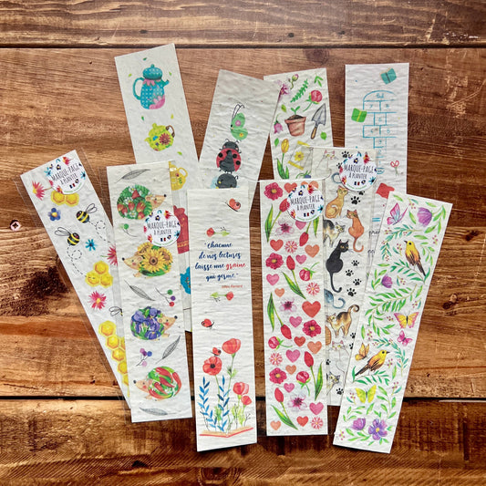 Segnalibro seminabile con semi di fiori selvatici: Chat - Georgia Zervos - fiori di campo