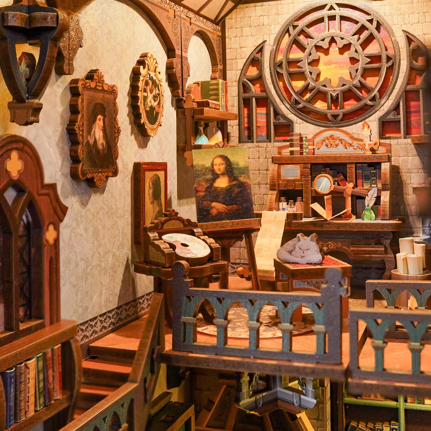 PUZZLE 3D per Libreria: Lo Studio di Leonardo da Vinci (con protezione antipolvere)
