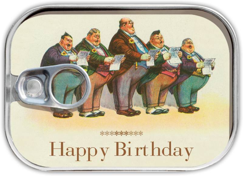 BIGLIETTO_scatola sardine - Vintage «Happy Birthday»