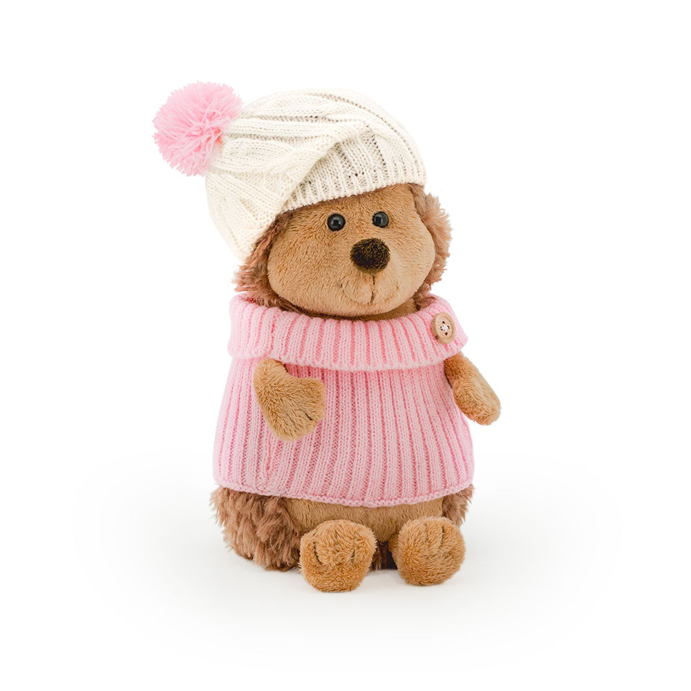 Fluffy The Hedgehog con cappello bianco/rosa 15 cm