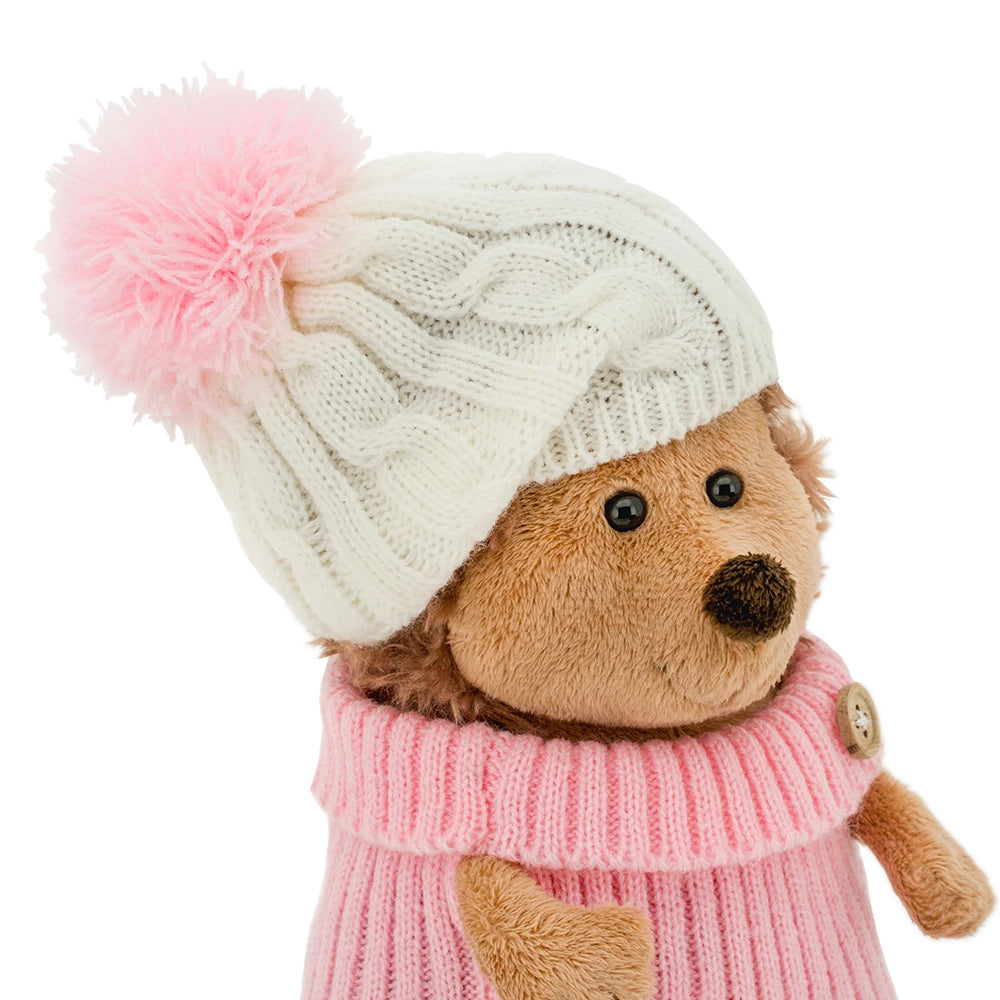 Fluffy The Hedgehog con cappello bianco/rosa 15 cm