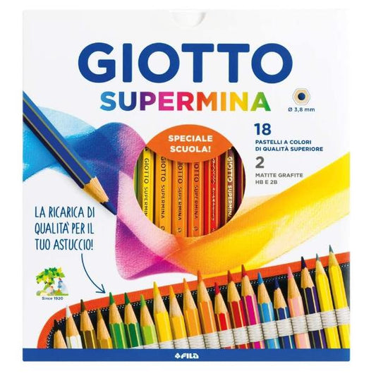 pastelli  Giotto supermina da 18 colori + 2 matite