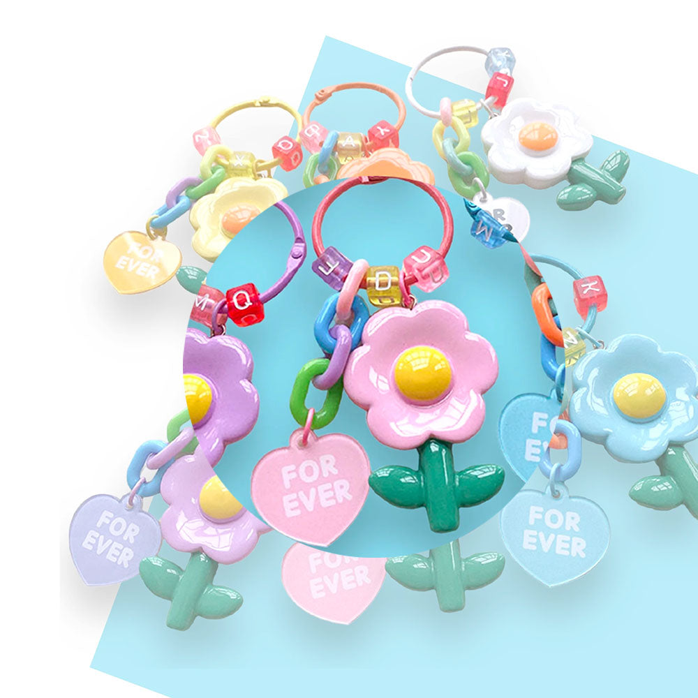 Portachiavi fiore con charms cuore "Forever" _ CREA